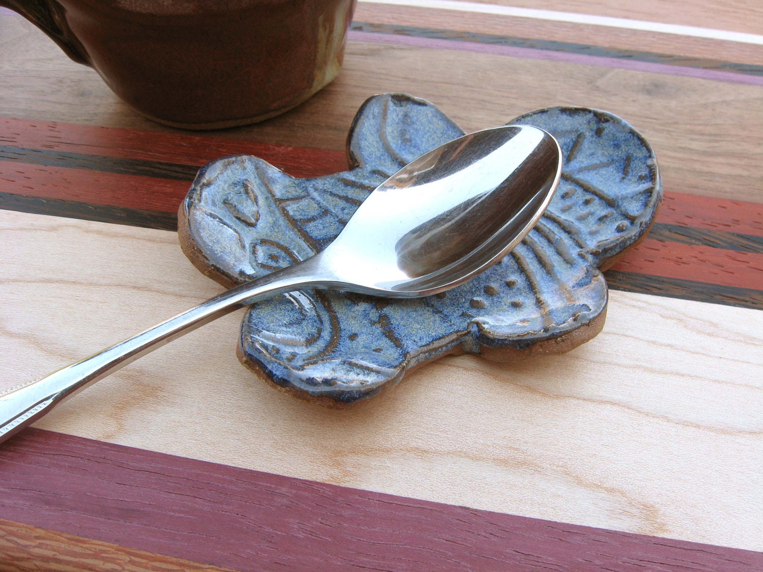 Personal Textured Spoon Rest in Cobalt Blue EACH ONE UNIQUE