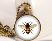 Honey Bee Pendant, Resin Pendants, Picture Pendant, Photo Pendant, Resin Jewelry C278B