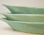 Vintage Ceramic Aqua / Sea foam Green / Teal / Turquoise Serving Dish Trio - CheyenneKansas