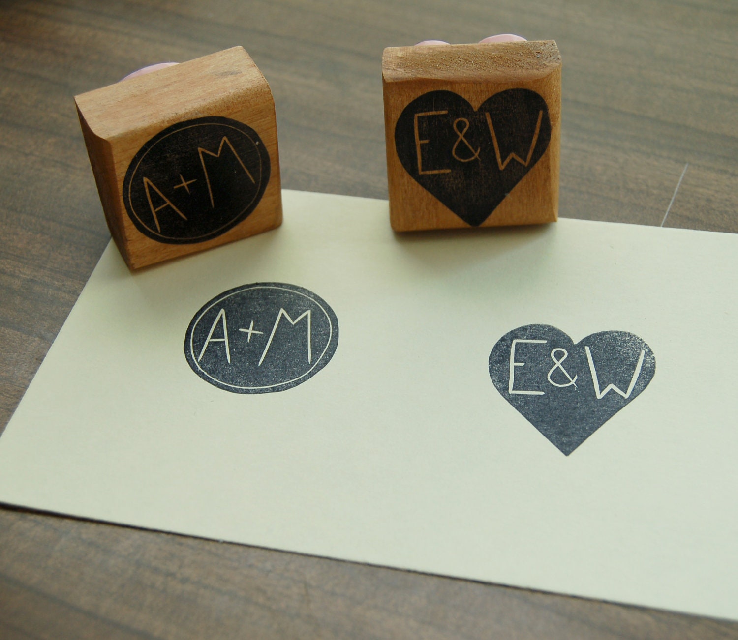 Custom Couple's Initial Stamp - 1.5 inch Square