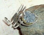 Ancient  Roman Glass Pale Green Ring Sterling Silver Adjustable earthegy