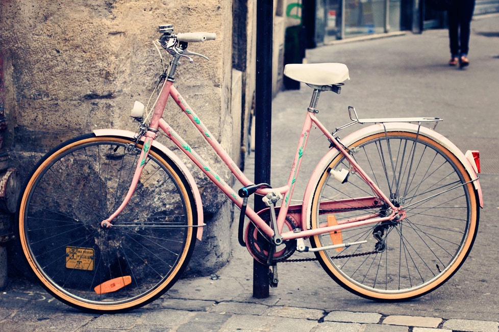 Paris Photography 8 x 12 Print. Pink Bicycle, Pink Bike in Paris, France, Paris Photography, Bicycle, Fushia