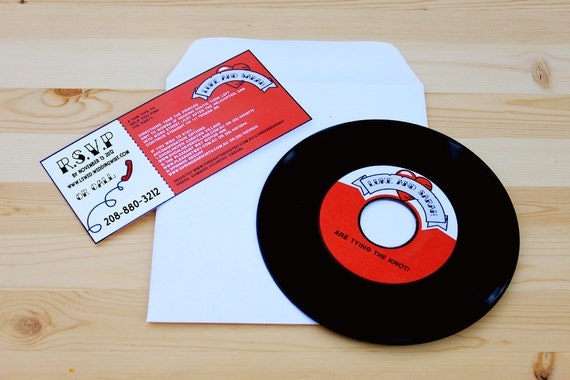 DIY printable- Rockabilly record invitation