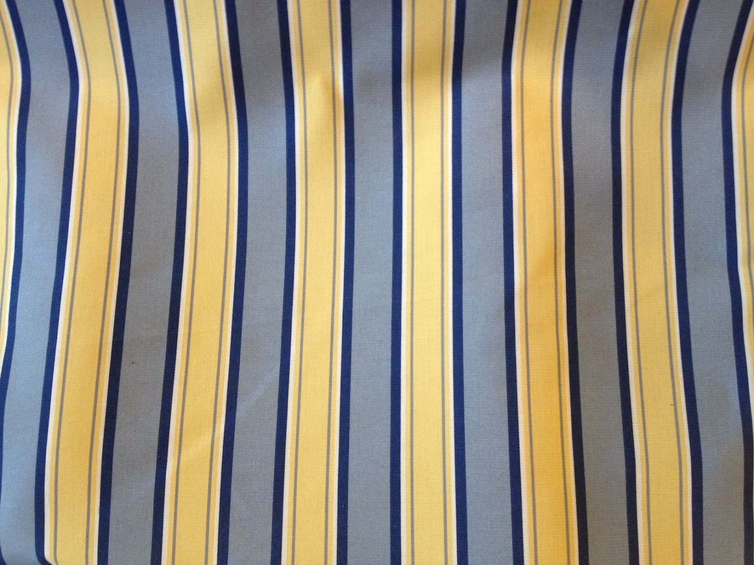 Blue and Yellow Stripe Medium Weight Home Decor Fabric by yard