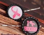 Breast Cancer Awareness Bottle Cap Bobby Pin Set