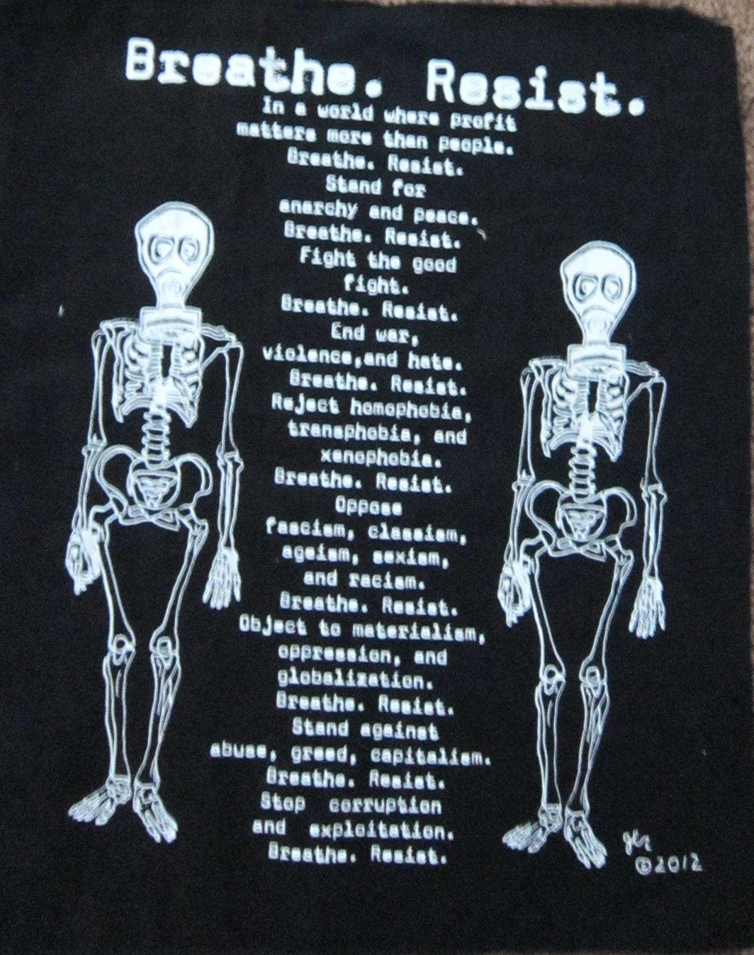 Breathe. Resist. Punk. Anarchy. Back patch.