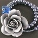 Sugar Skull and Gothic Gray Rose Wrap Bracelet