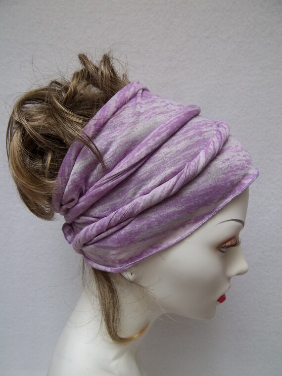 Work Out Yoga Bohemian Hair Wrap Orchid White Rayon by NinisNiche