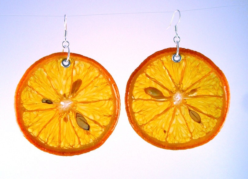 Real Orange Earrings - Real Fruit Jewelry