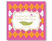 Pink and Orange Argyle Golf Themed Sticker Labels for Wedding or Party Il_170x135