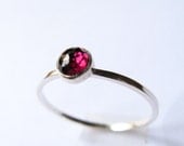 Rose Cut Garnet, January birthstone, sterling silver stacking ring by misluo