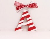 Christmas Ornament monogram letter initial candy cane peppermint holiday Tree decoration