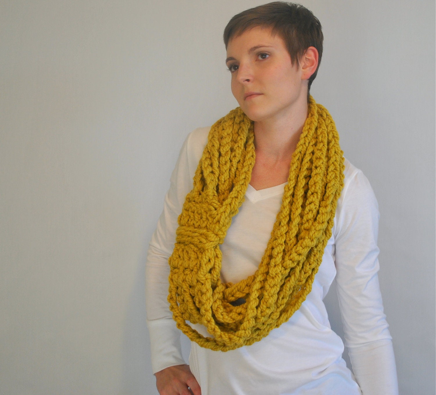 chunky chain necklace scarf cowl neck warmer - citron - the jana