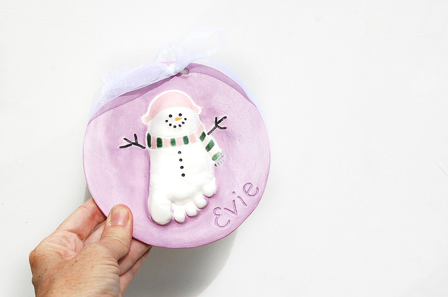 Pop out Snowmen foot print ornament up to 6months