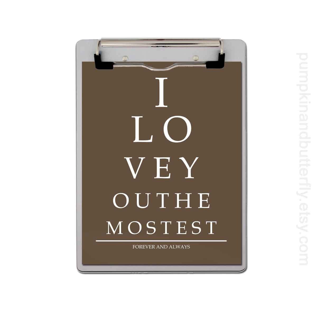 Eye Chart Print - 11x14 Print, Brown, Custom Color, Unisex, Personalize, Woodland, Fall, Men,I Love You The Mostest
