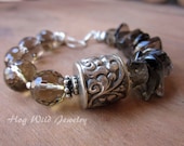 Smoky Quartz Tibetan Silver Focal Bead Sterling Silver Bracelet