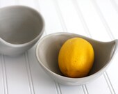 Pottery Bowl - Soft Gray with Handle - Noodle Bowl