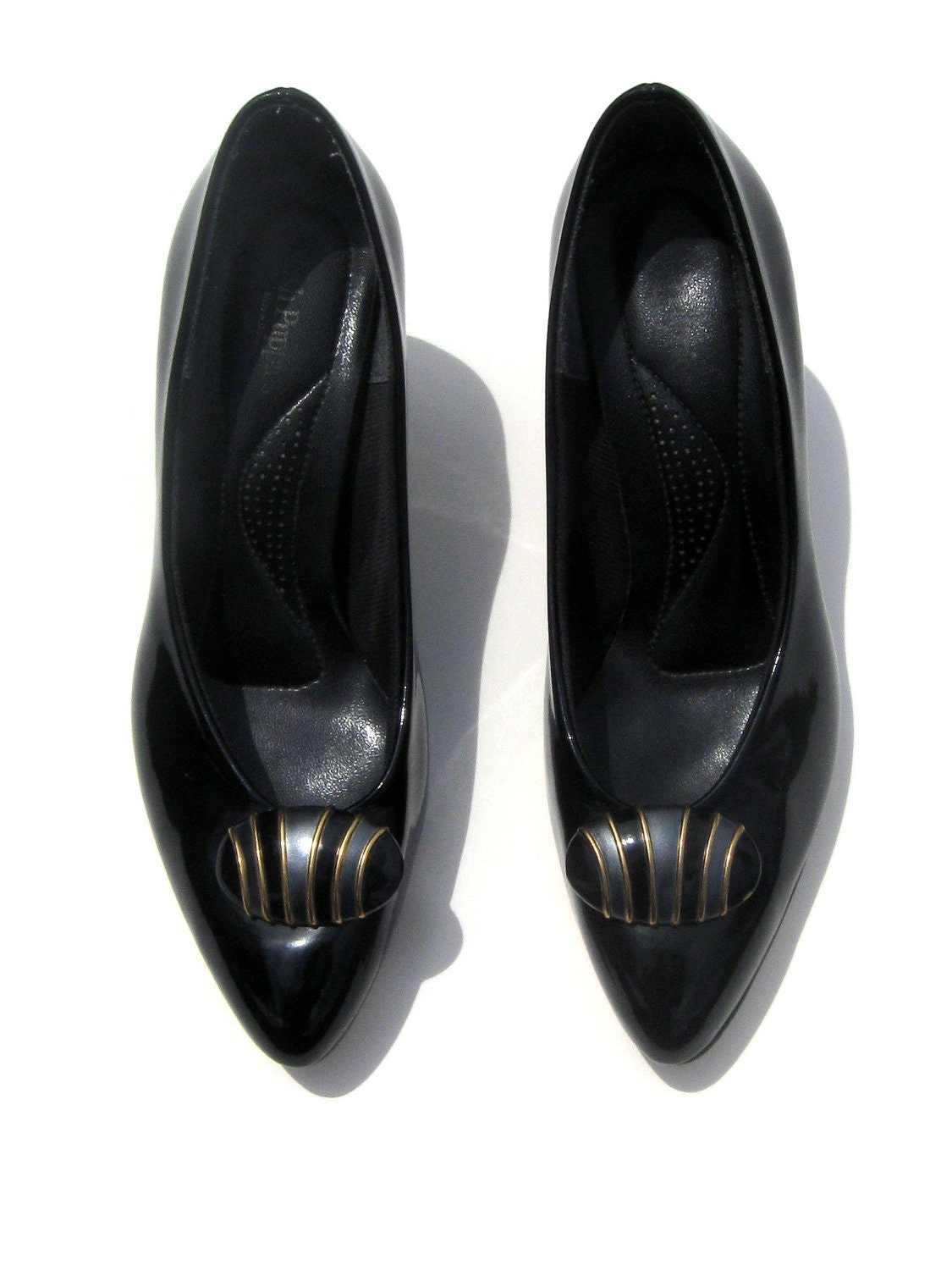 Vintage 80's Eighties Rockabilly Women Ladies Teen Cyber Monday Black Patent Leather Shoes by Hush Puppies Size 10 M 10% OFF SALE