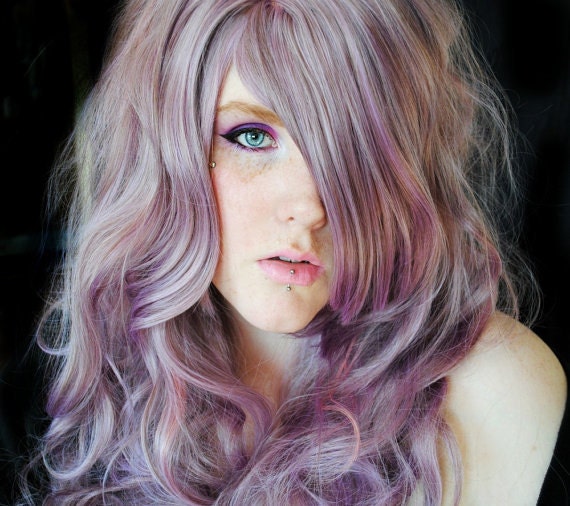SALE - LAVENDER LOVE wig // Pastel Purple Curly Thick Wavy Long Layered Wig
