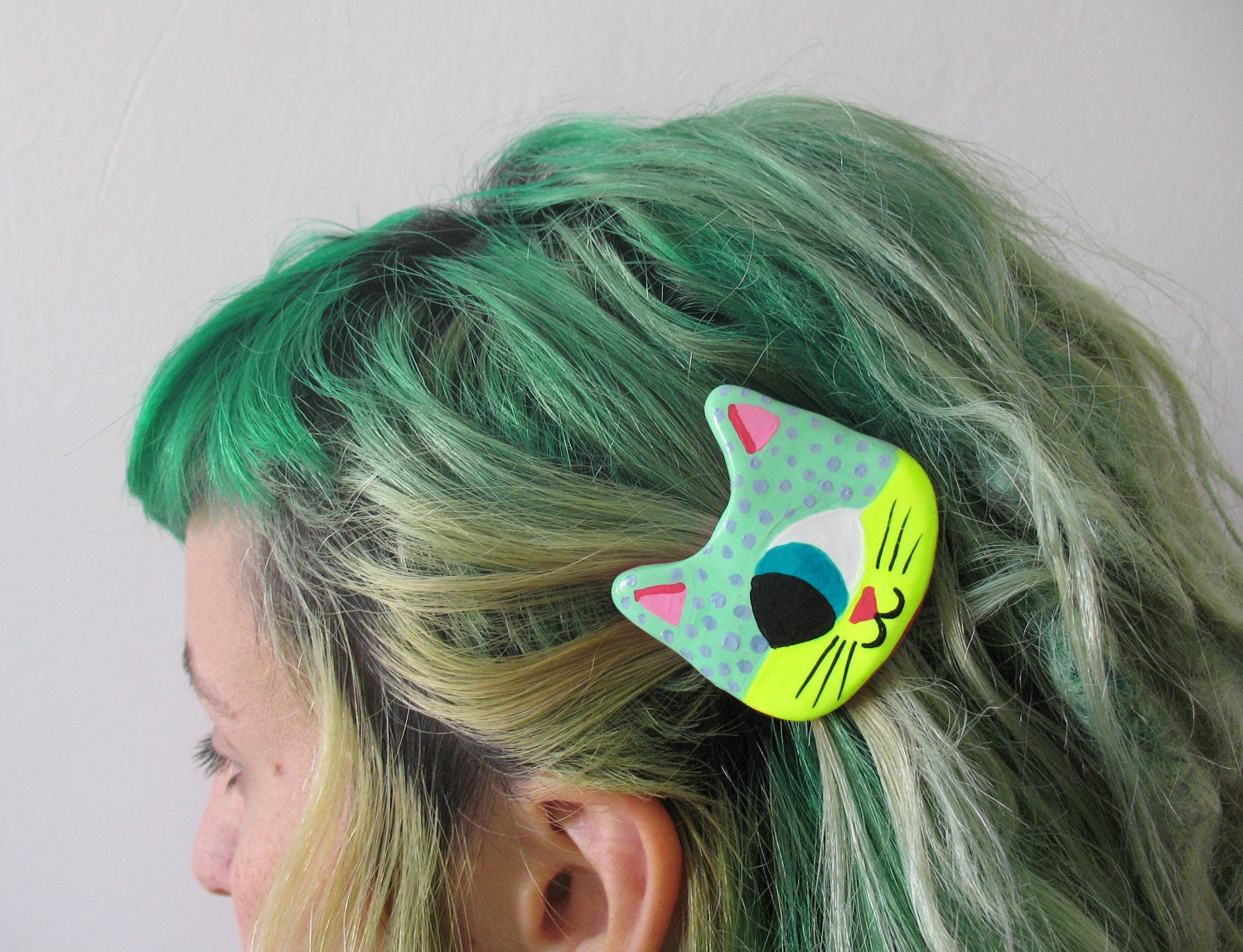 Made to order - Cyclop Space Cat Barrette or Brooch