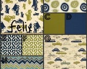 Custom Crib Bedding - 2 piece set in Felix Premier Fabrics Bumpers/Straight Box Skirt