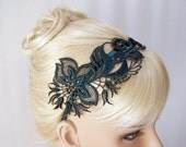 Orchid lace headband evergreen