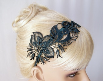 Orchid lace headband evergreen