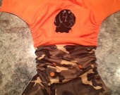 Orange and Camo Hunting embroidered cloth diaper