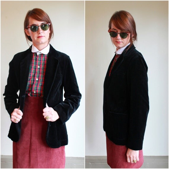 Black Velvet Blazer from Baby Bird Vintage on Etsy