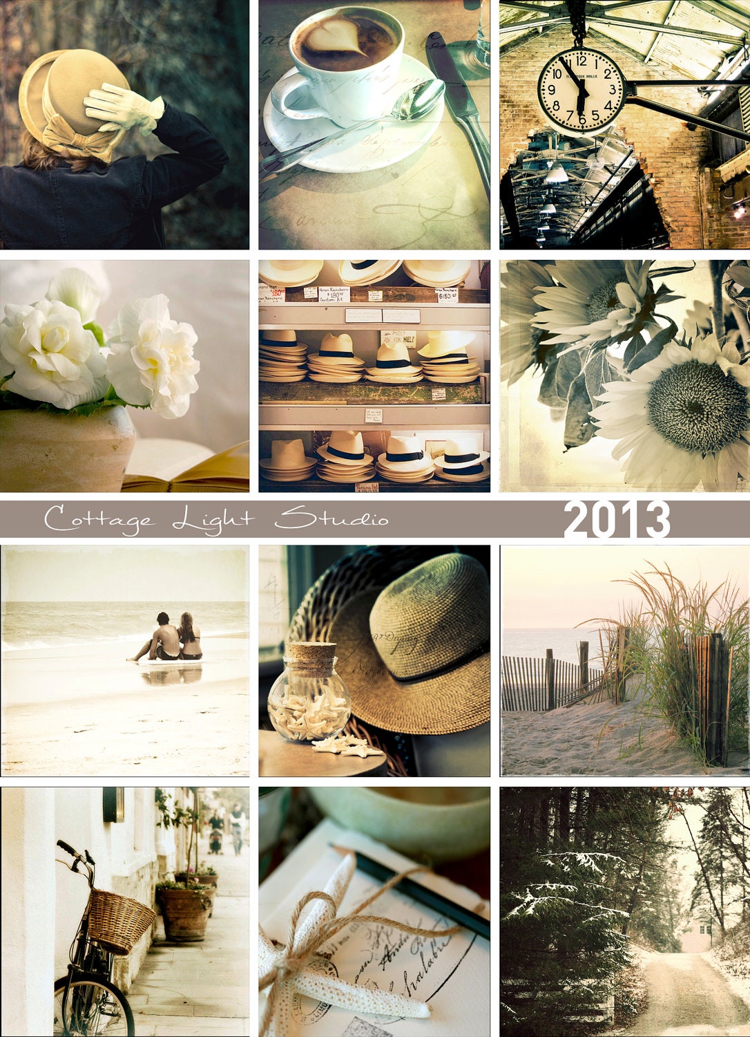 2013 Calendar-Sepias- Free Shipping- Home Decor- Vintage Look Photography-Wall Calendar- Desk Calendar-Cottage Light Studio