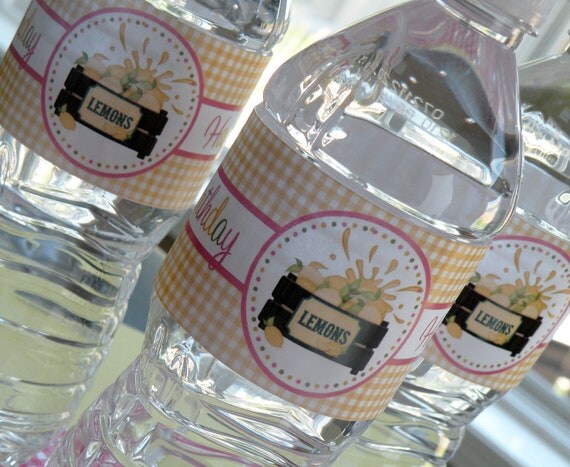 Lemonade Party Water Bottle Labels - Party Favor - You Print Il_570xn