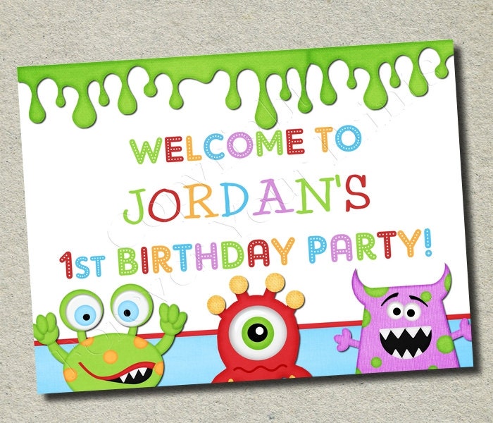 Monster Party Sign - Digital Party Favors - DIY You Print Il_570xn