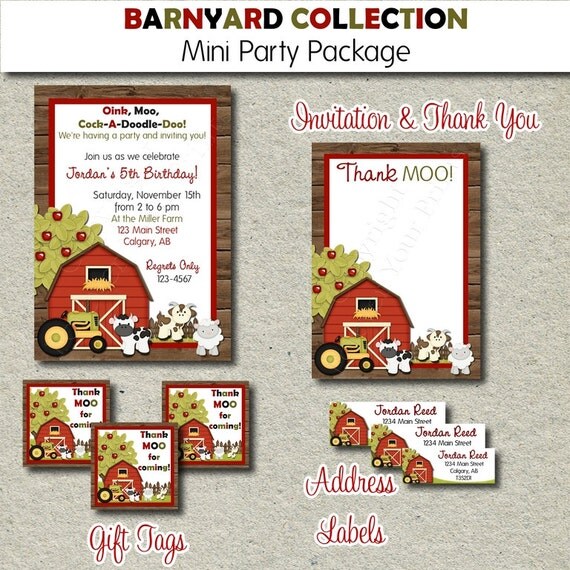 Barnyard Birthday Party Package - Farm Themed Birthday - DIY You Print Il_570xn