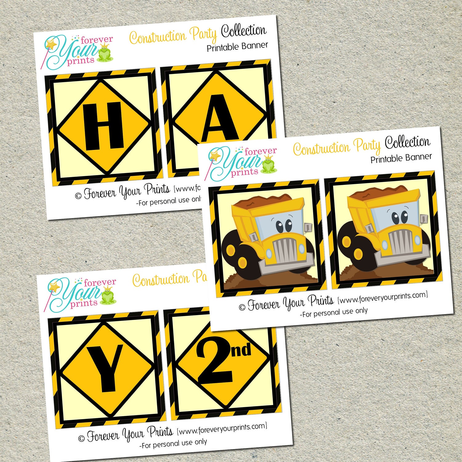 Construction Birthday Banner - You Print - PDF Printable File Il_570xn