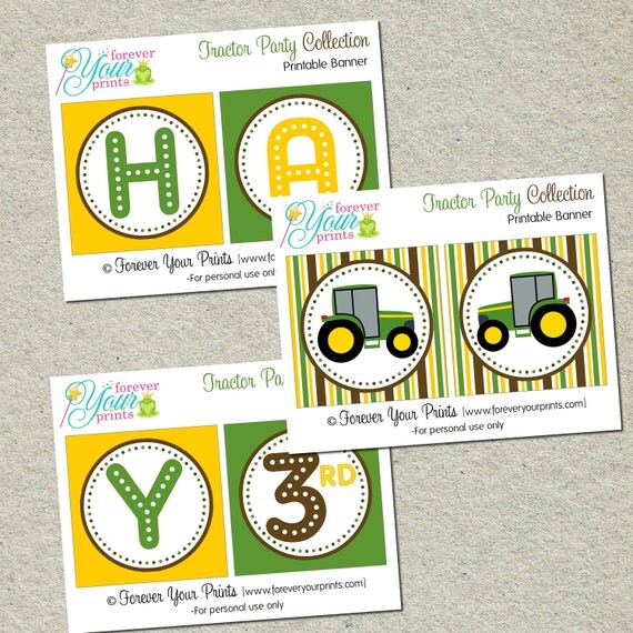 Printable Tractor Party Birthday Banner - You Print - Digital File Il_570xn