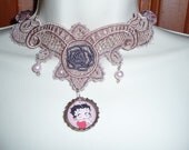 Betty Boop Free Standing Lace Goth Choker Free Ship
