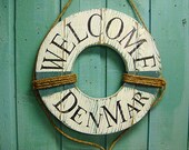 Welcome Sign Life Preserver Sign Beach House Ring Wall Hanging Nautical Decor
