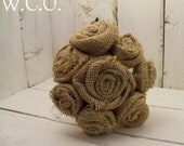 the BOUQUET.  Rustic Burlap Rosette Bridesmaid Bouquet