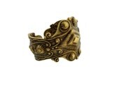 Steampunk Mens Ring in Nouveau Brass Adjustable Size 13 by Dr Brassy Steampunk