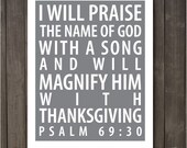 Thanksgiving PRINTABLE 8x10 Subway Art Poster Bible Verse Psalms 69
