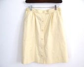 1980s vintage yellow high-waisted skirt - a line - knee length - small / medium