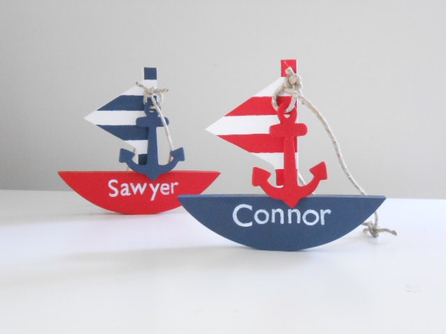 Nautical Nursery - Sailboat with anchor - Nautical personalized decor - Custom made gift