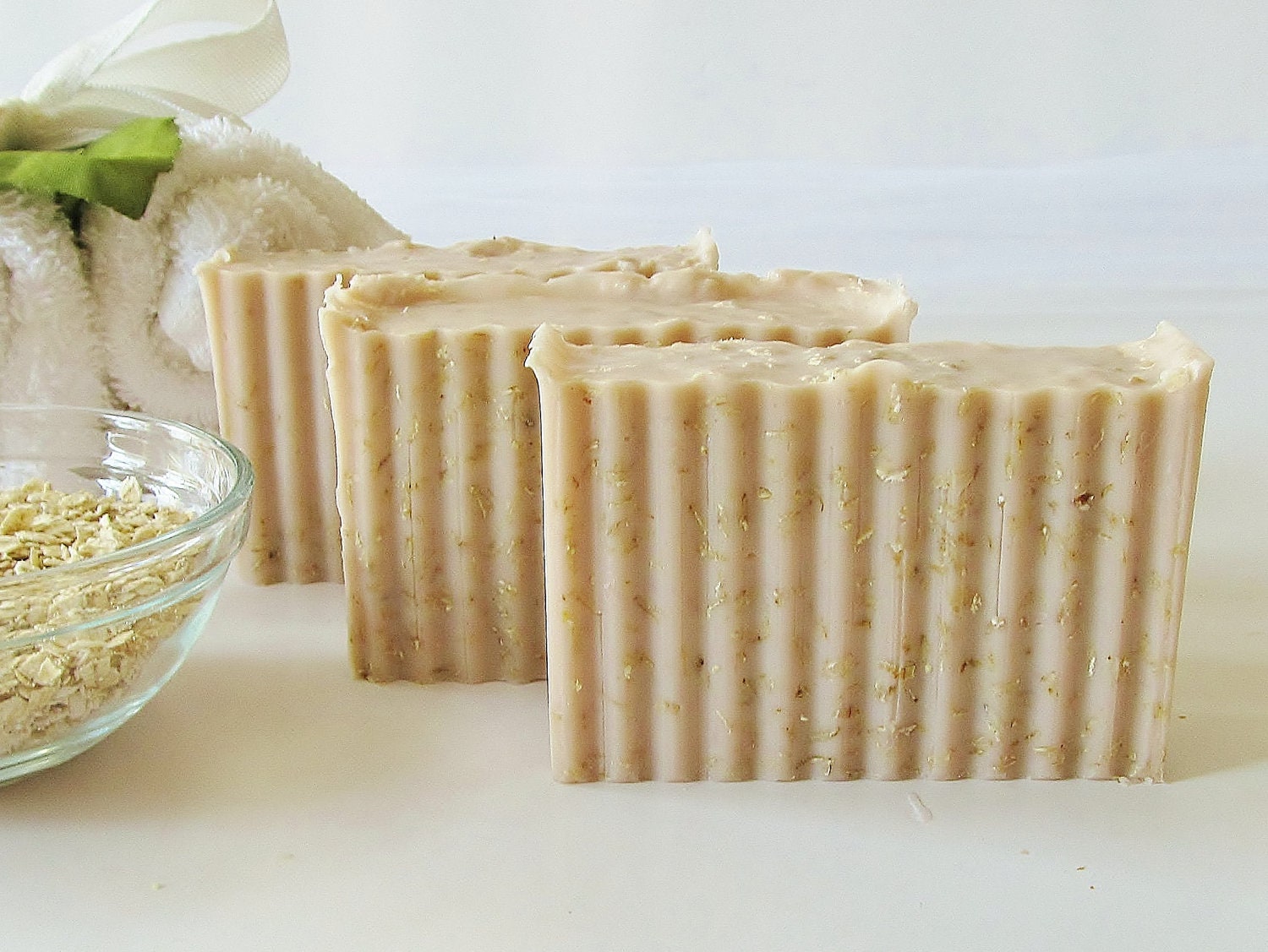 OAT SCRUB Natural Soap - Oatmeal, Milk & Honey scent, large 5 oz soap, handmade, glycerin, vegan, gift