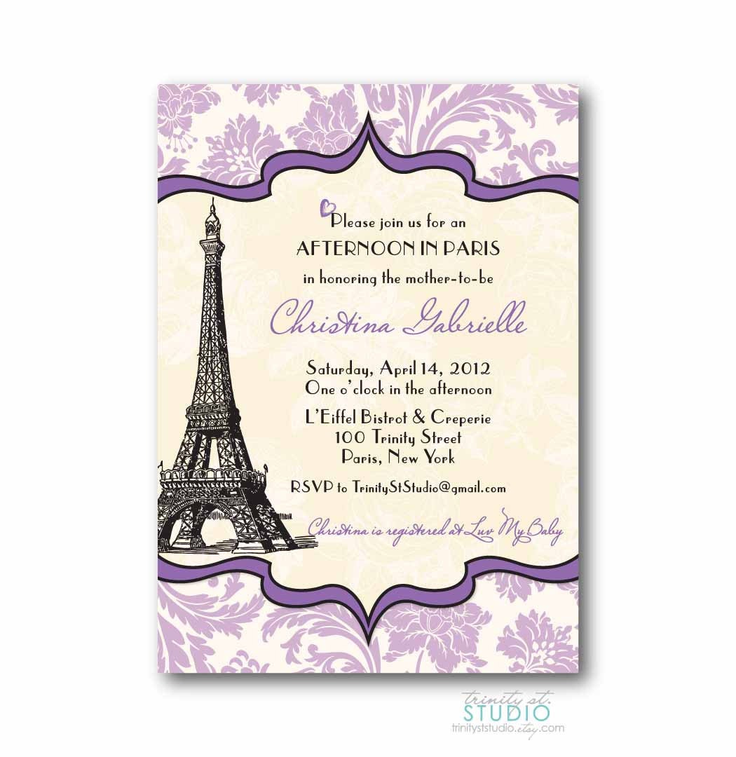 Vintage Paris Invitation - Bridal or Baby Shower - Birthday Party Wedding - PRINTABLE DIY Digital or Printed Design (optional)