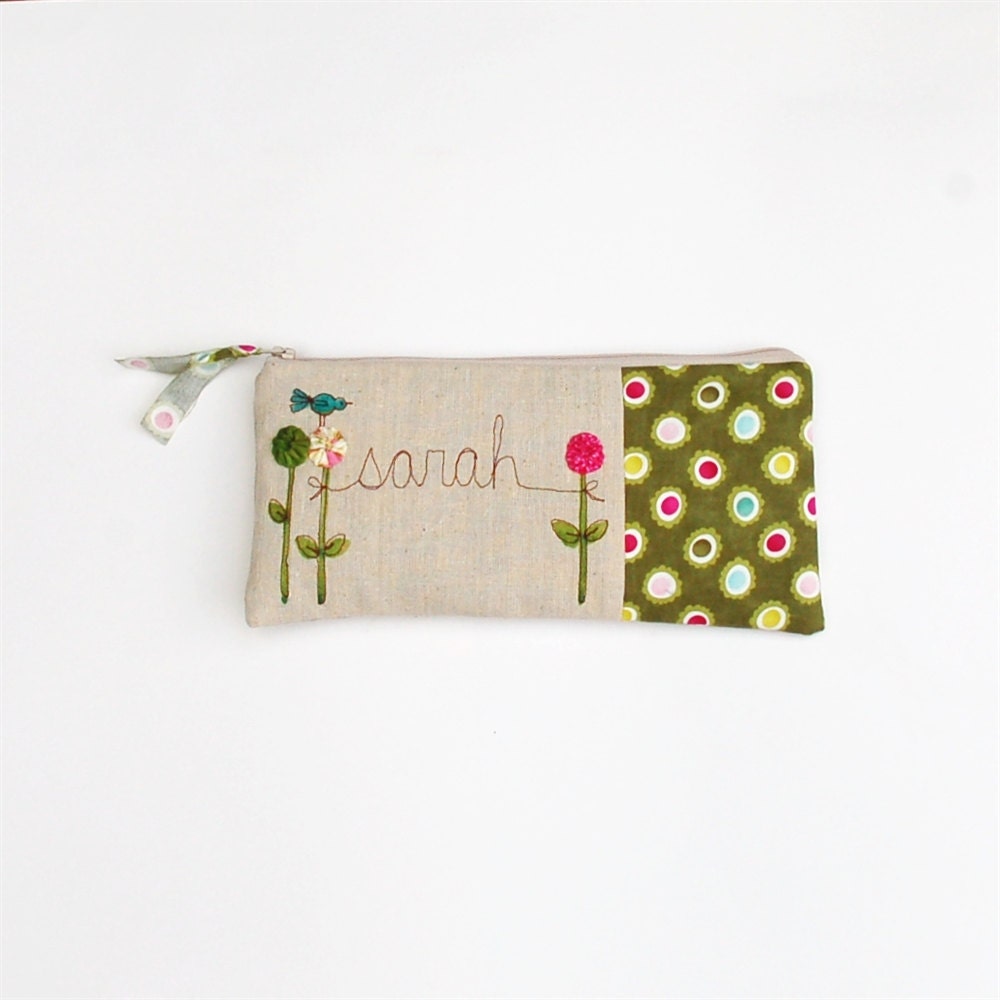 personalized clutch, green purse, polkadot fashion accessory, women, MADE TO ORDER by mamableudesigns