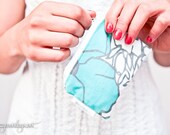 Turquoise Floral Mini Zip Pouch