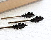Leaf Bobby Pins, Black Patina Autumn Hair Accessories, Fall Leaves, Oak Leaf, Winter Woodland Accessories