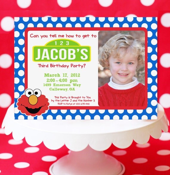 Sesame Street Invitation Photo - Elmo - Cookie Monster - Includes Thank You, Envelope Seals & Address Labels - Amanda's Parties TO GO Il_570xn