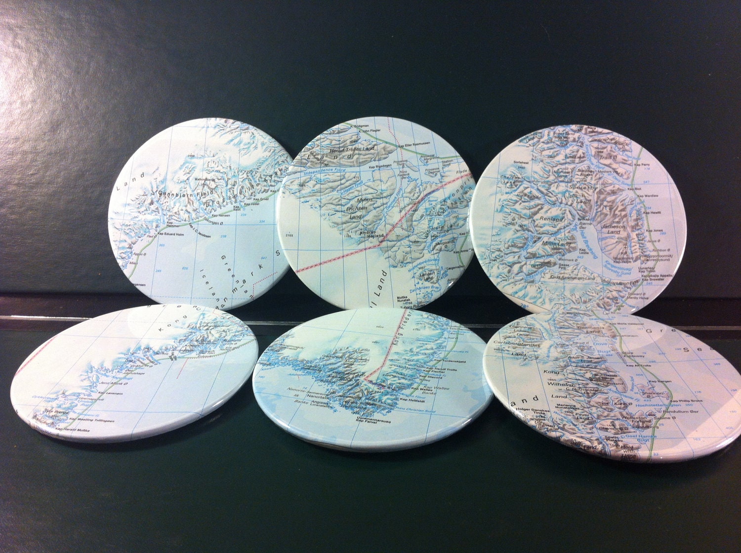 Greenland vintage map coasters - Greenland, Europe - set of 6