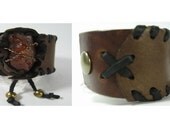 Urban Warrior Leather Cuff Bracelet , CARNELIAN Wristband Wrap Artisan Handcrafted Jewelry